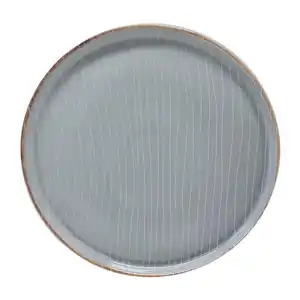 Landscape Speiseteller, Grau, Keramik, Streifen, rund, Lfgb, Handmade Quality, Essen & Trinken, Geschirr, Teller, Speiseteller