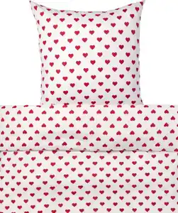 Polycotton-Bettwäsche, rot bedruckt