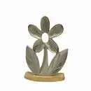 Bild 1 von Dekoblume, Braun, Silber, Holz, Metall, Mangoholz, massiv, Uni, Blume, 16.5x24.5x3.5 cm, Kunsthandwerk, Dekoration, Skulpturen & Dekoobjekte, Dekoobjekte