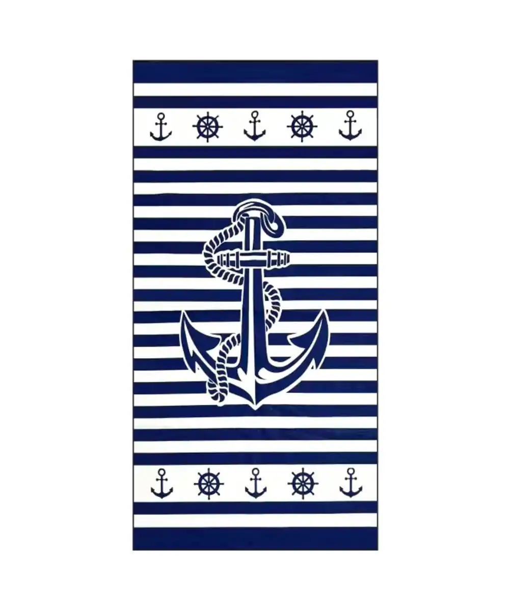 Bild 1 von Mikrofaser-Strandlaken, weiß/dunkelblau