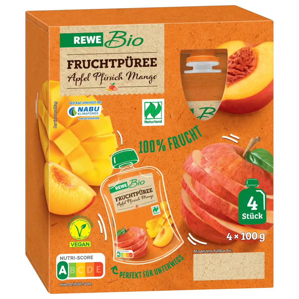 Bild 1 von REWE Bio Fruchtpüree Apfel Pfirsich Mango 400g