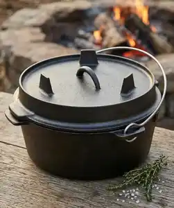 Gusseiserner Feuertopf, schwarz