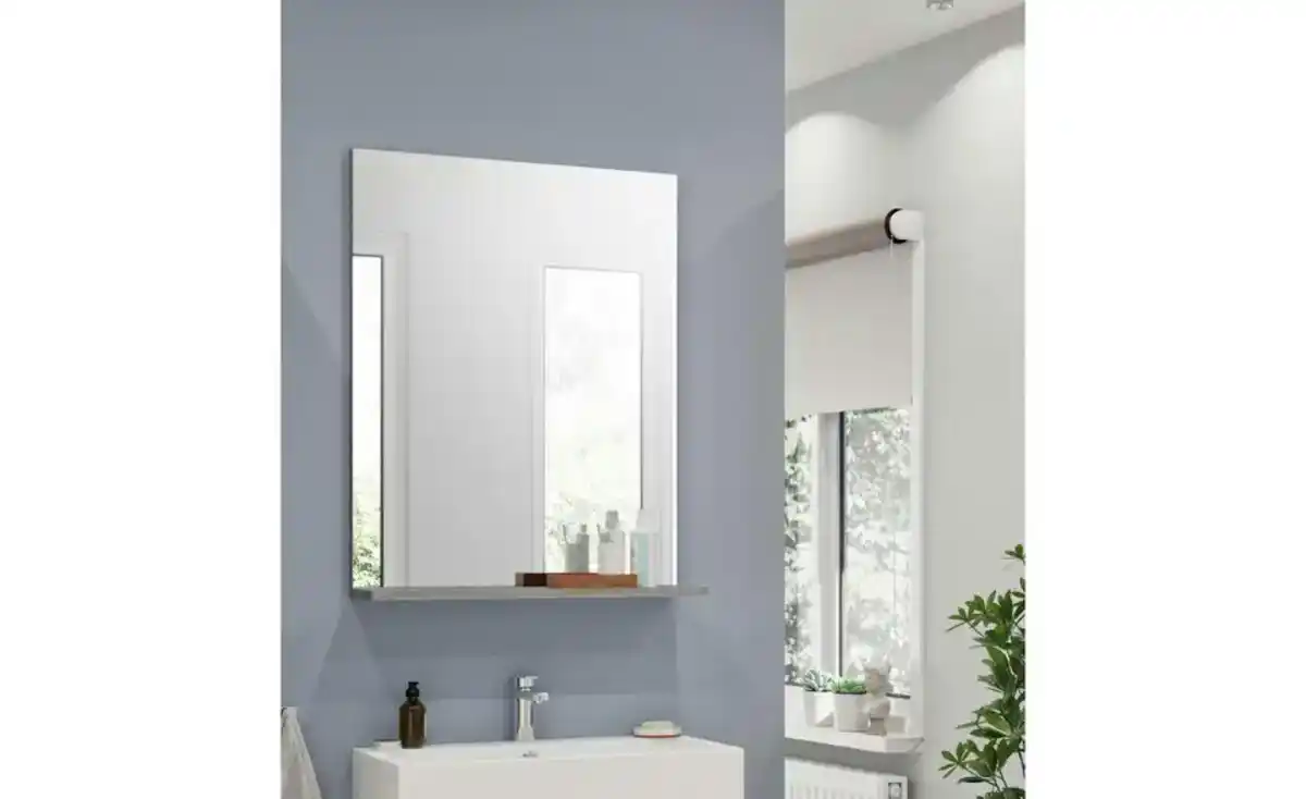 Bild 1 von Badspiegel SCHLOONSEE, Breite 60cm, 1 Ablageboden, hochwertiges Spiegelglas, in verschiedenen Farben erhältlich, Badmöbel, Spiegel, Badezimmer Schloonsee