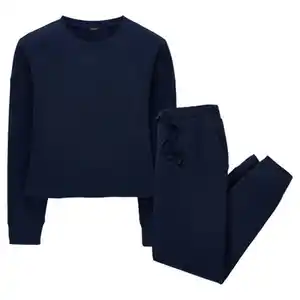 UP2FASHION WOMEN Damen Waffle-Pyjama, Marineblau, S 36/38