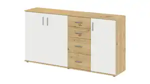 Kommode mit Schubladen weiß Artisan Eiche 160 cm - ALBATA