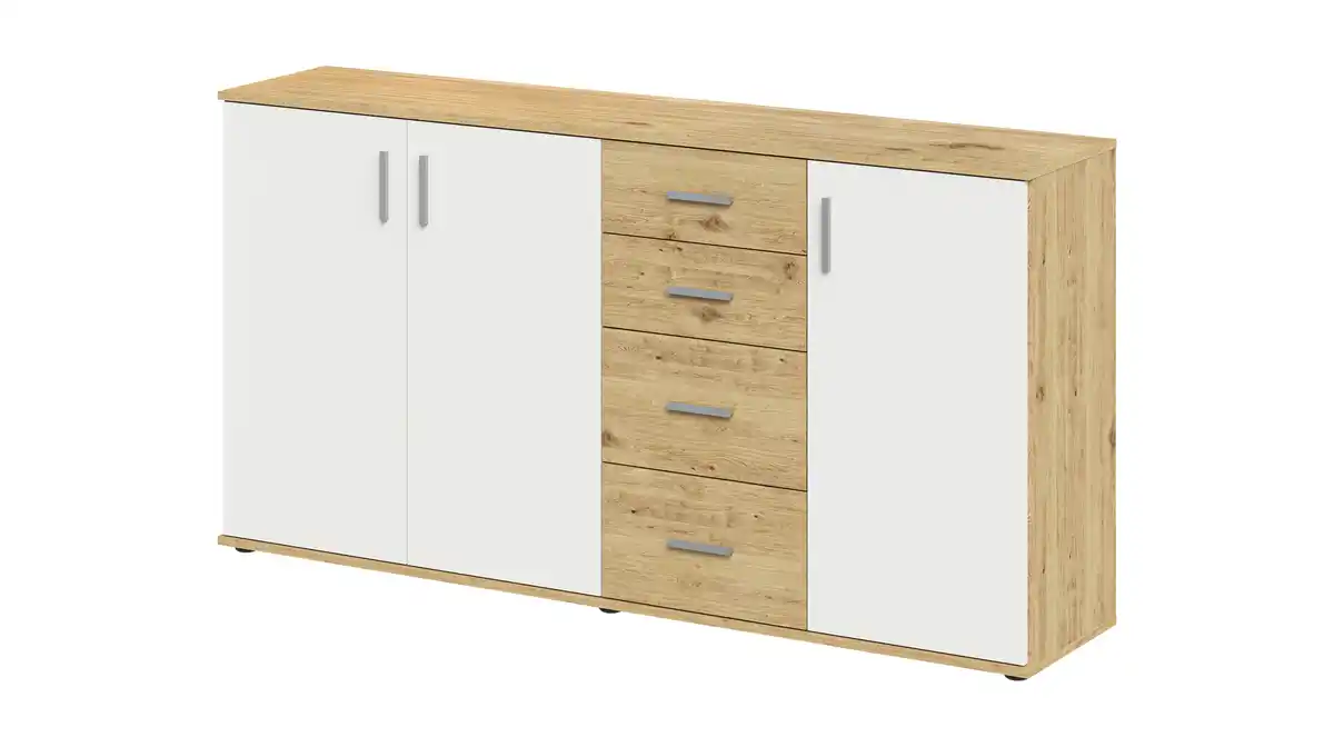 Bild 1 von Kommode mit Schubladen weiß Artisan Eiche 160 cm - ALBATA