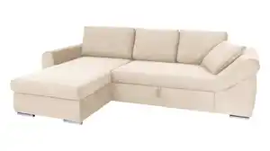 Ecksofa Schlaffunktion Bettkasten creme Cord 261 cm - RAMONA