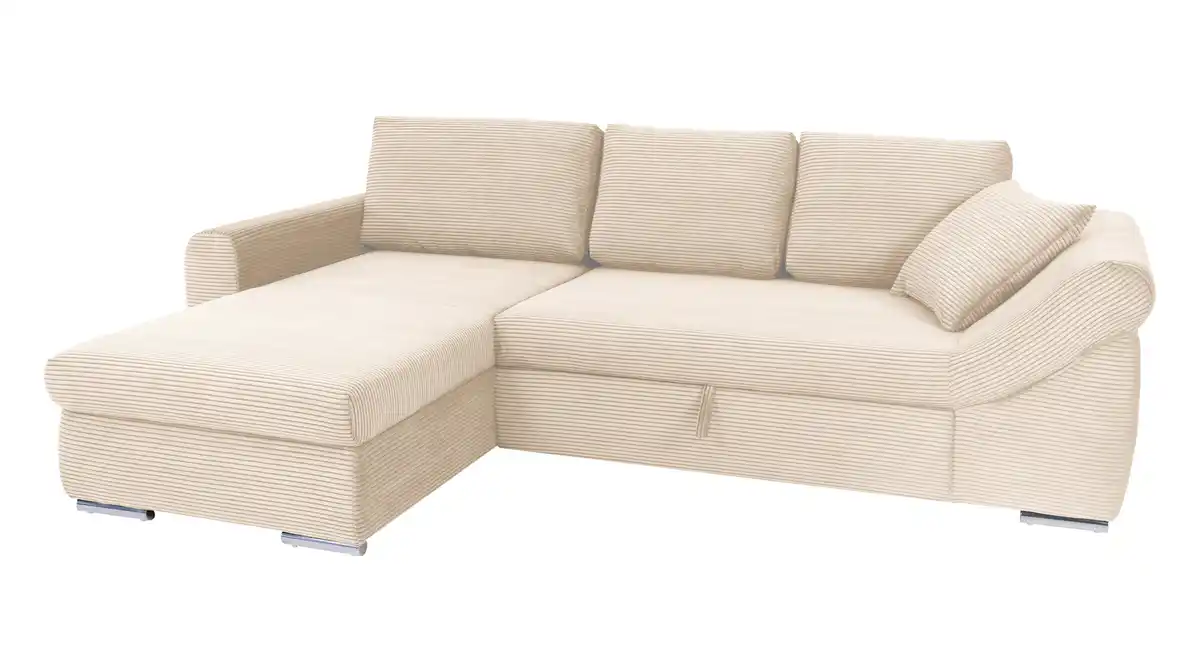 Bild 1 von Ecksofa Schlaffunktion Bettkasten creme Cord 261 cm - RAMONA