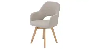Armlehnstuhl beige Microfaser Webstoff Drehstuhl - STADE