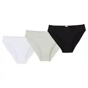 UP2FASHION BASICS Damen Basic-Slips 3er Pack, Schwarz-Weiß-Grau, S