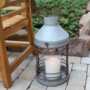 Outdoor-Laterne aus Zink mit Glaseinsatz 51,5cm