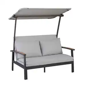 Loungesofa 'Tiara' 2-Sitzer Aluminium grau/schwarz 138 x 147 x 97 cm