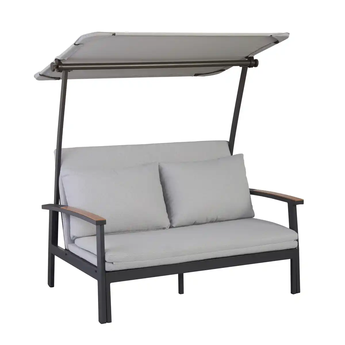 Bild 1 von Loungesofa 'Tiara' 2-Sitzer Aluminium grau/schwarz 138 x 147 x 97 cm