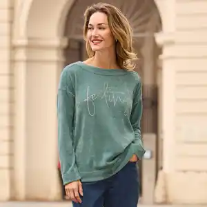 Damen-Chenille-Pullover mit U-Boot Ausschnitt