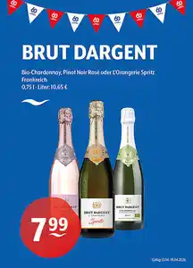 BRUT DARGENT Bio-Chardonnay, Pinot Noir Rosé oder L'Orangerie SpritzFrankreich