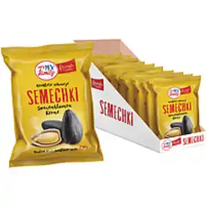 MY FAMILY Geröstete schwarze Sonnenblumenkerne mit Schale.