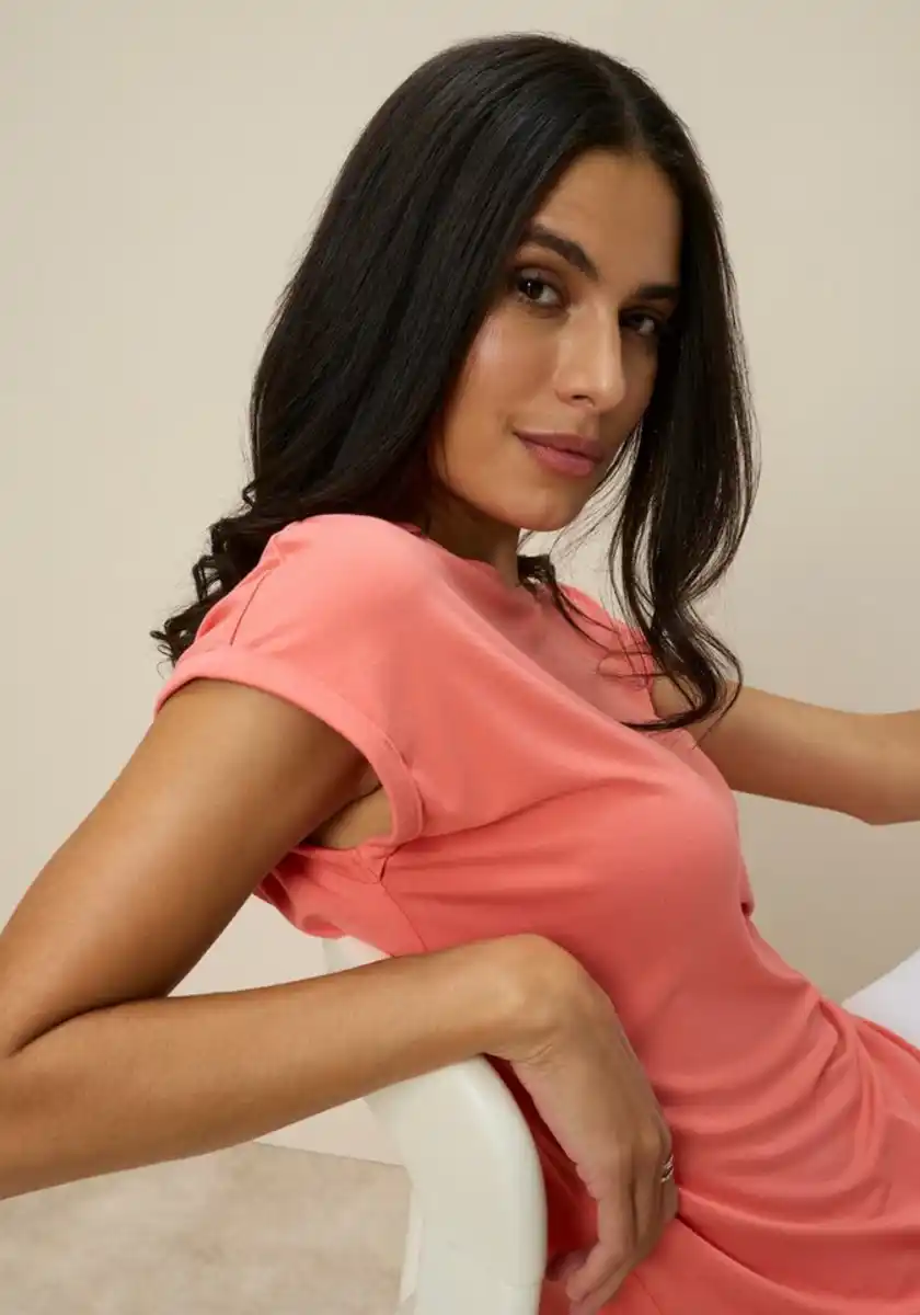 Bild 1 von Tamaris T-Shirt Regular Fit, mit überlappenden Schultern, Kurzarm mit Aufschlag