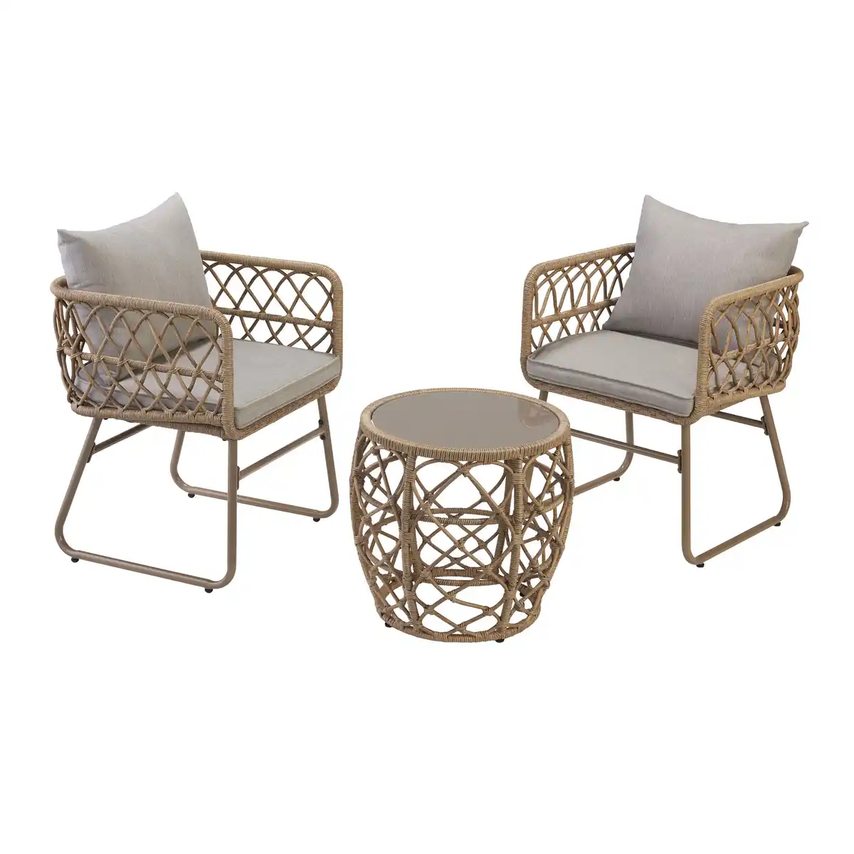 Bild 1 von Balkonmöbelset 'Patricia' Stahl braun 3-teilig