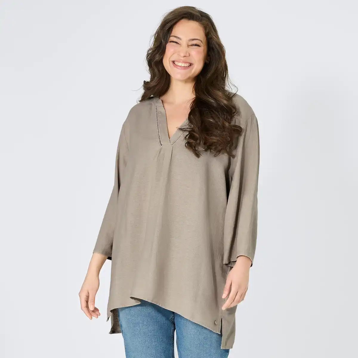 Bild 1 von Damen-Bluse aus Viskose und Leinen, große Größen