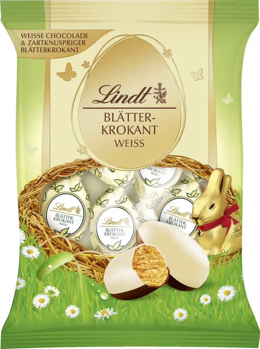 Bild 1 von Lindt Blätterkrokant-Eier Weiß, 83 g