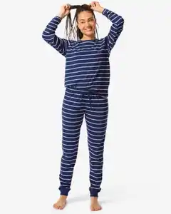 Damen-Pyjama gestreift dunkelblau