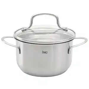 Homeware Profession. Kochtopf, Edelstahl, Metall, Glas, 1 L, konisch, 8.5 cm, Lfgb, Messskala, backofengeeignet, Kochen, Töpfe, Kochtöpfe