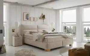 Boxspringbett Cornelia 6, Ivory, 180 x 200 cm, inkl. Topper