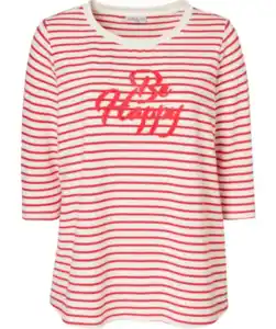 Sweatshirt mit Streifen, weiß/pink