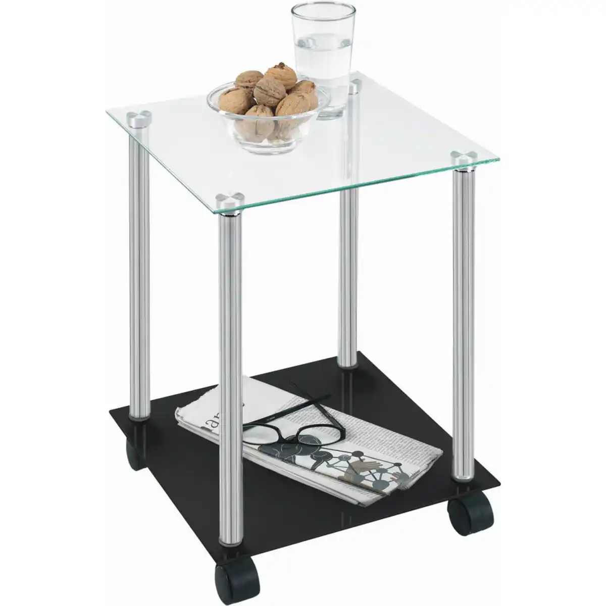 Bild 1 von Beistelltisch, Schwarz, Chrom, Metall, Glas, quadratisch, 34x45x34 cm, Wohnzimmer, Wohnzimmertische, Beistelltische, Beistelltische Metall