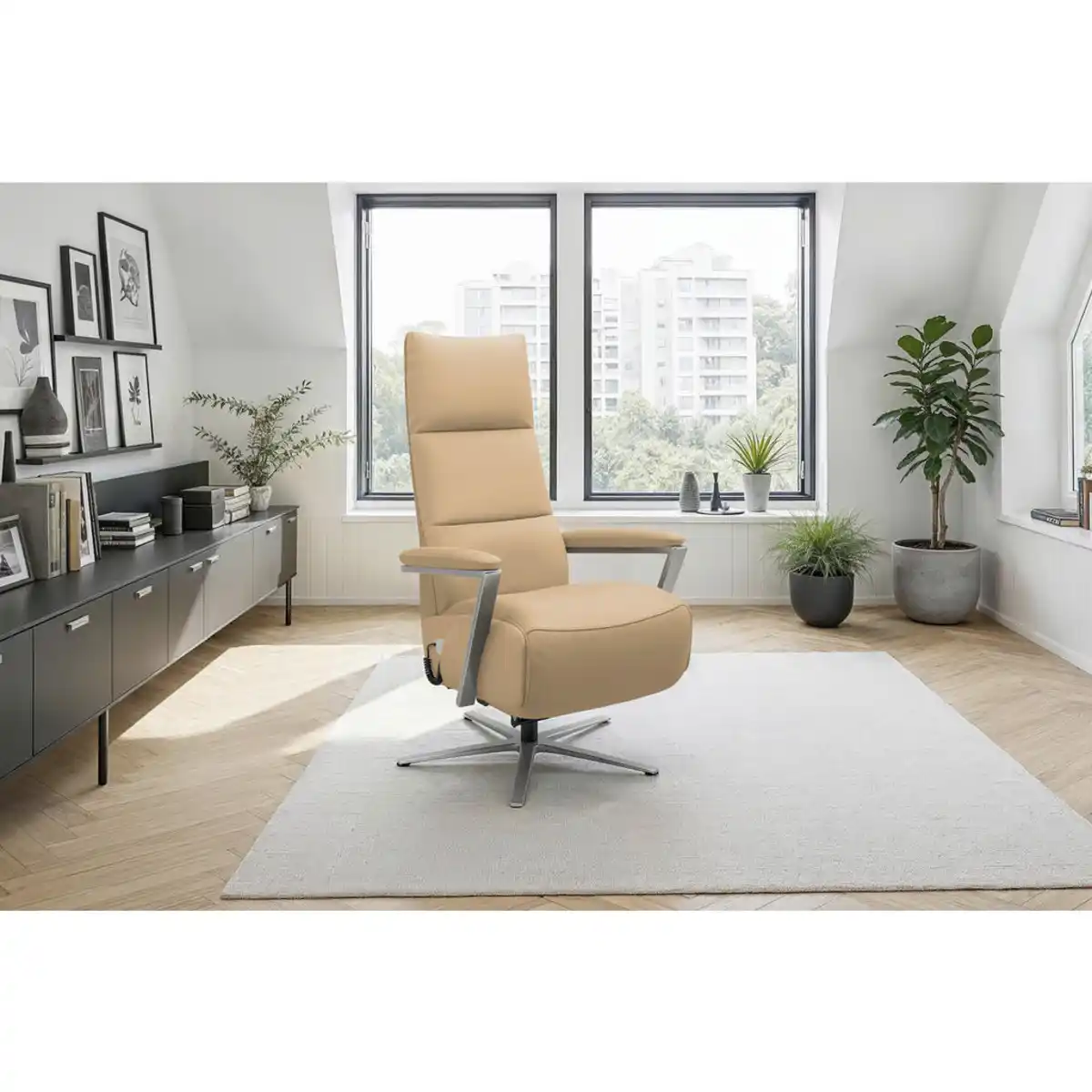Bild 1 von Sit & More Relaxsessel TV Vario Comfort E M2, Cappuccino, Leder, Echtleder, Nappaleder, 70x126x85 cm, Goldenes M, Made in Europe, DGM-Klimapakt, Liegefunktion, Herz-Waage-Funktion, Sitzfläche 360°