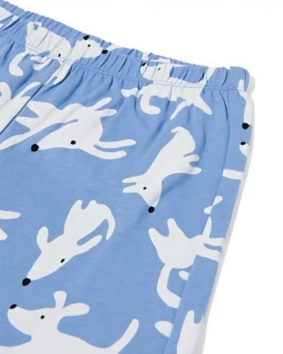 Bild 3 von Kinder-Kurzpyjama Hunde mit Puppenpyjama blau