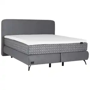 Joop! Boxspringbett, Grau, Hellgrau, Textil, Blume, H2 + H3, 7-Zonen, Höhe ca. 23 cm, 180x200 cm, Goldenes M, Made in EU, Matratze, gepolstertes Kopfteil, Federkernmatratze, Partnermatratze mit durc
