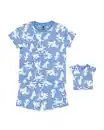 Bild 1 von Kinder-Kurzpyjama Hunde mit Puppenpyjama blau