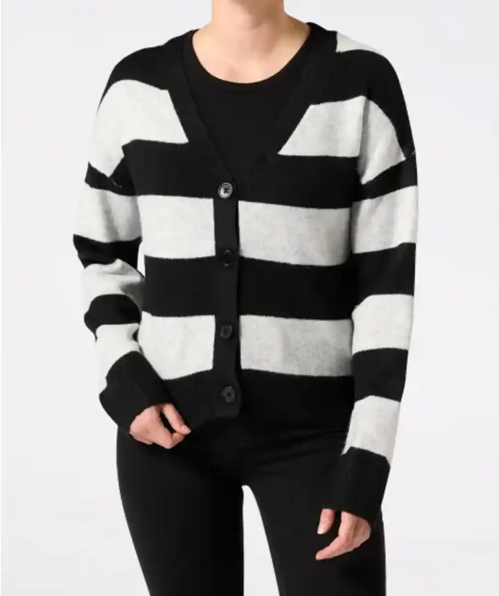 Bild 1 von Gestreifte Strickjacke, schwarz/grau