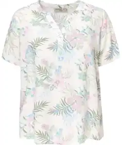 Helle Bluse, Blumendruck
