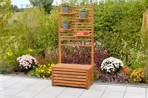 Sichtschutz mit Box Holz, Akaziefarben