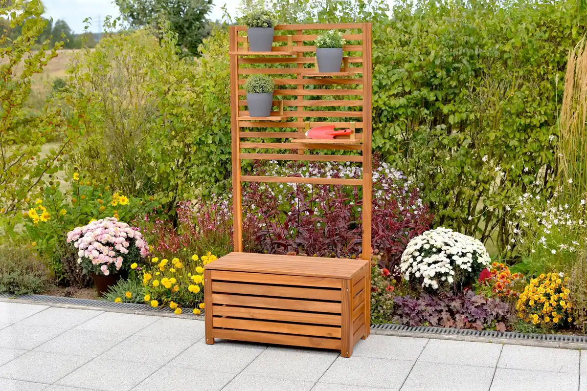 Bild 1 von Sichtschutz mit Box Holz, Akaziefarben