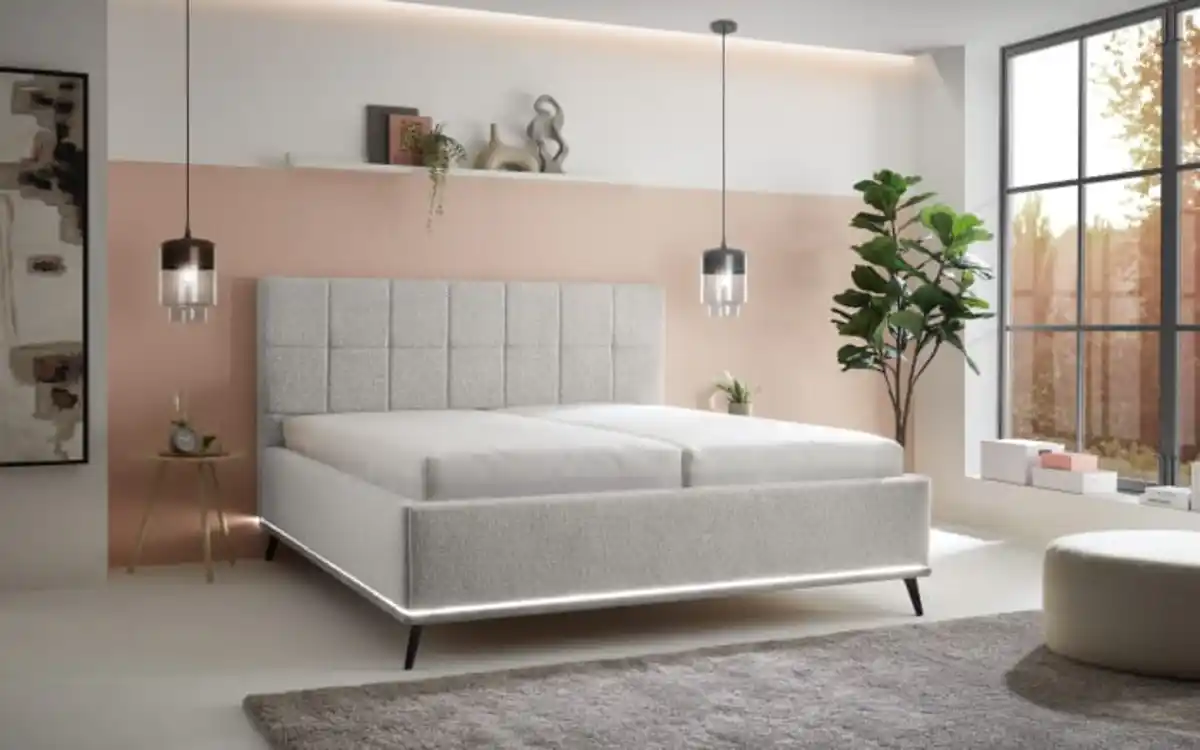 Bild 2 von Polsterbett Stamford, grau, inkl. Sockelbeleuchtung