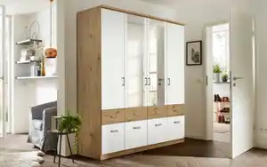 Drehtürenschrank Bremen Extra, weiß/Eiche-Nachbildung, 181 x 199 cm