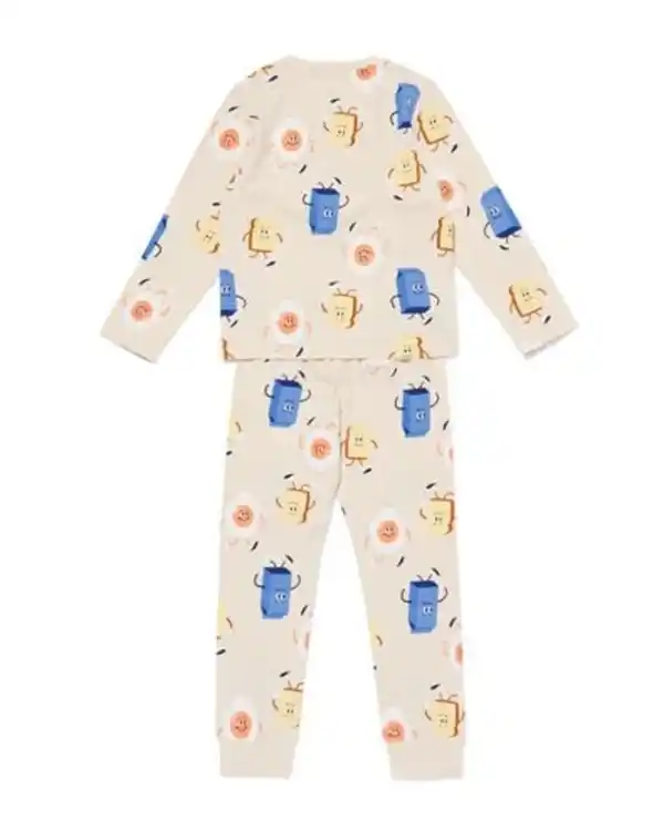 Bild 2 von Kinderpyjama Frühstück eierschalenfarben