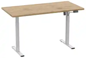 Schreibtisch E-Lona Honigeiche/Silberfarben, Silberfarben, Honigeiche