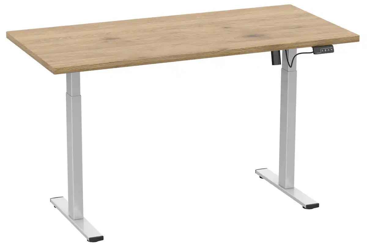 Bild 1 von Schreibtisch E-Lona Honigeiche/Silberfarben, Silberfarben, Honigeiche
