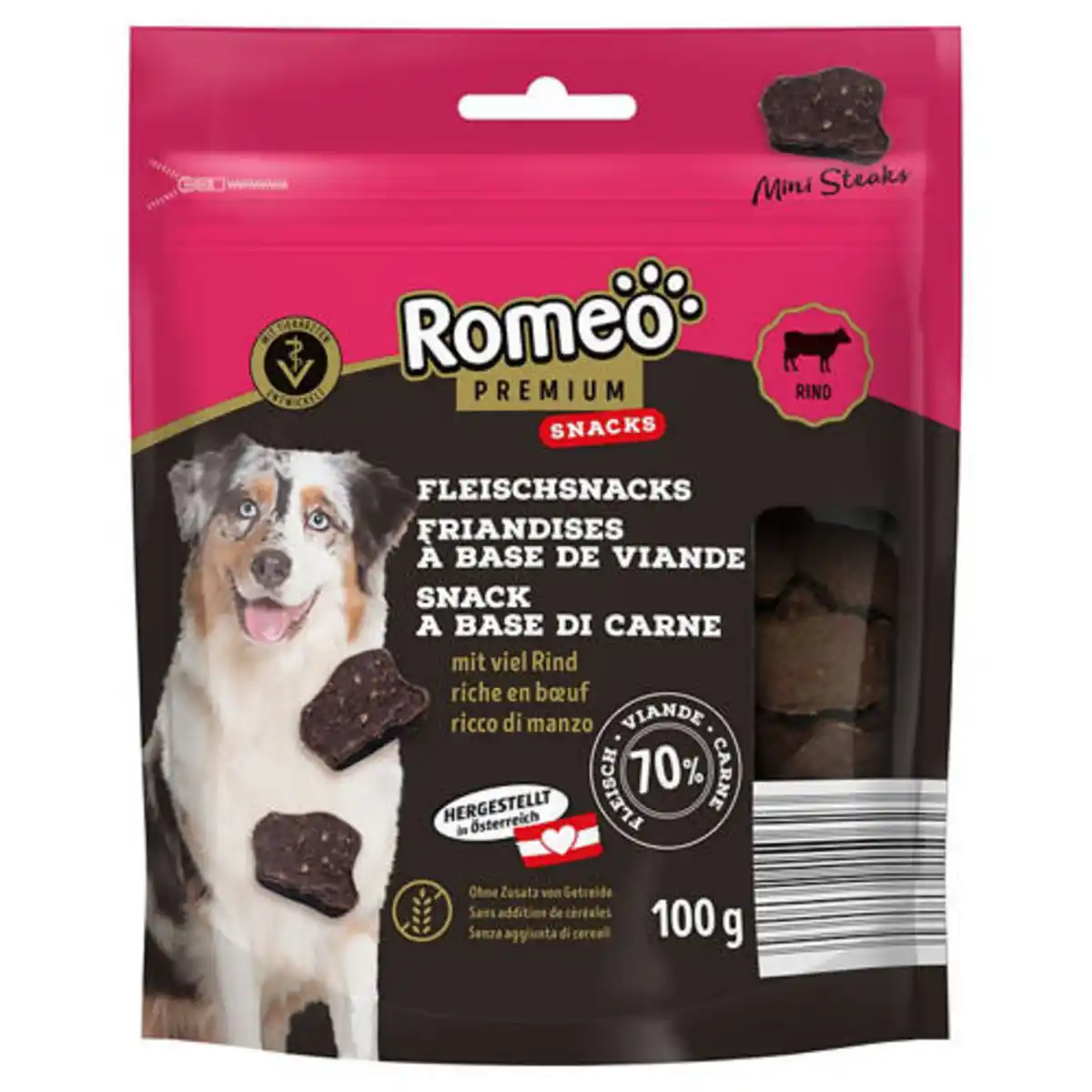 Bild 1 von ROMEO PREMIUM Fleischsnack ohne Getreidezusatz 100 g, Rindersteak