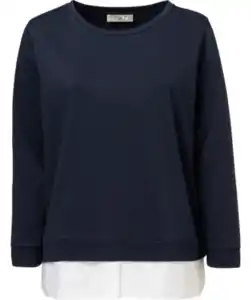 Sweatshirt mit Bluseneinsatz, dunkelblau