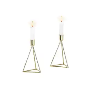 Echtwerk Kerzenhalter-Set, Gold, Metall, 2-teilig, 16.5 cm, zum Stellen, Dekoration, Kerzen & Zubehör, Kerzenhalter