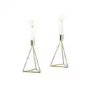 Bild 1 von Echtwerk Kerzenhalter-Set, Gold, Metall, 2-teilig, 16.5 cm, zum Stellen, Dekoration, Kerzen & Zubehör, Kerzenhalter