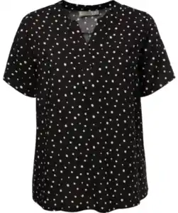 Gepunktete Bluse, schwarz/weiß