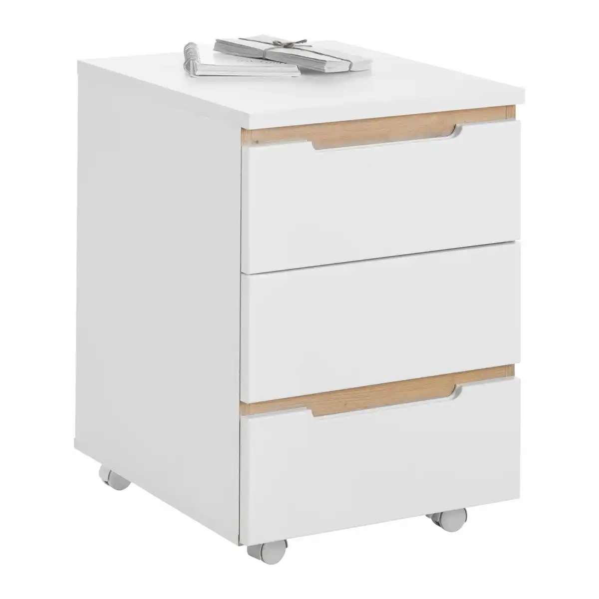 Bild 1 von Rollcontainer Dallas Weiß/Eiche Artisan, Weiß, Eiche Artisan