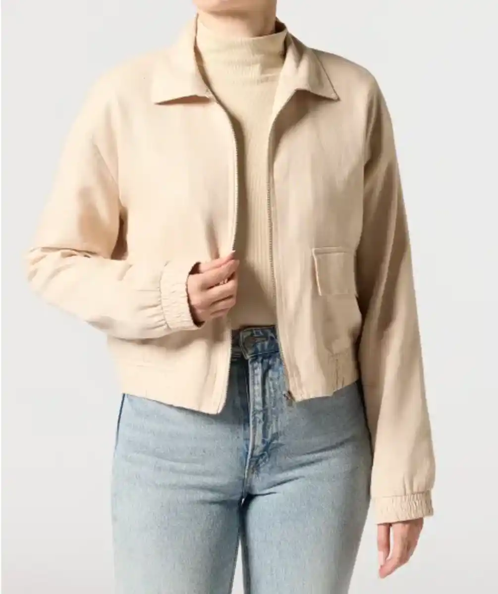 Bild 1 von Bomberjacke mit Leinenanteil, hellbraun
