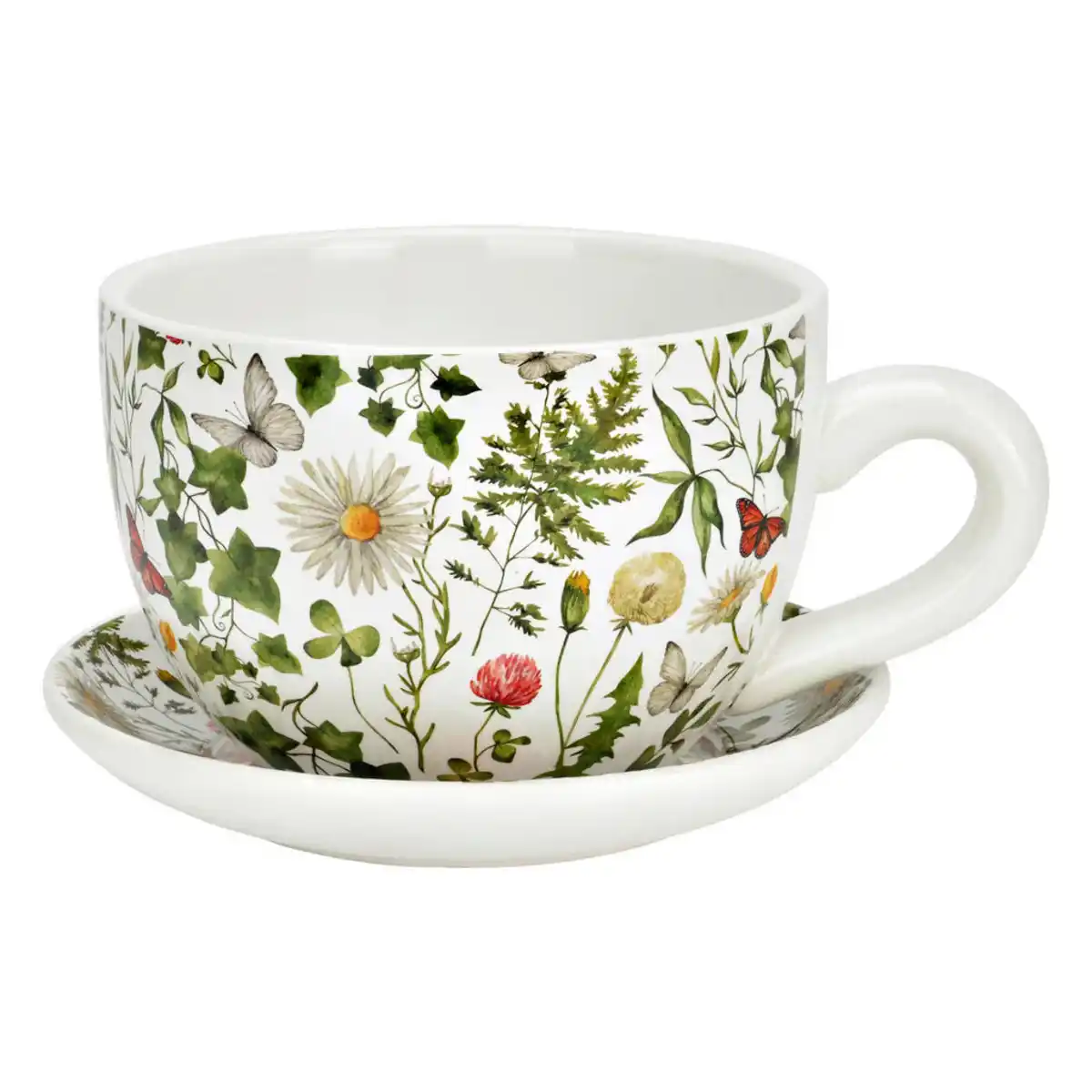 Bild 1 von Pflanztasse, Weiß, Keramik, 20.0x12.0x15.0 cm, Dekoration, Blumen & Zubehör, Übertöpfe